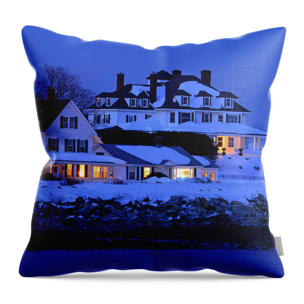 Hampton Throw Pillow featuring the photograph Winter Waterfront by James Kirkikis