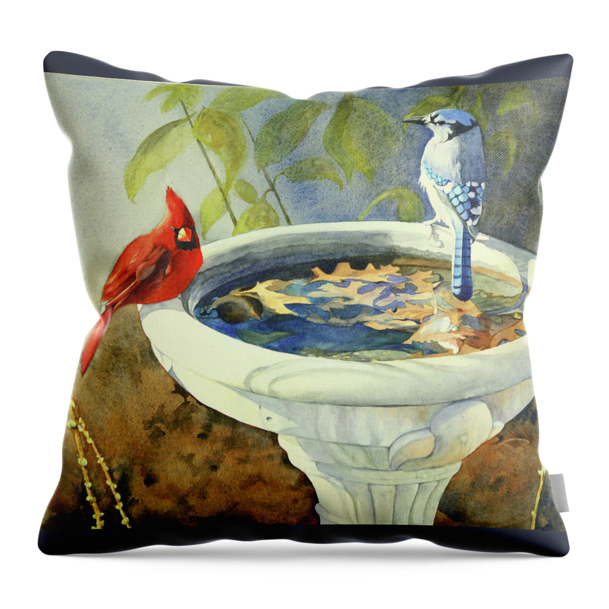 Birds Throw Pillow featuring the painting Winter's Harbingers by Brenda Beck Fisher