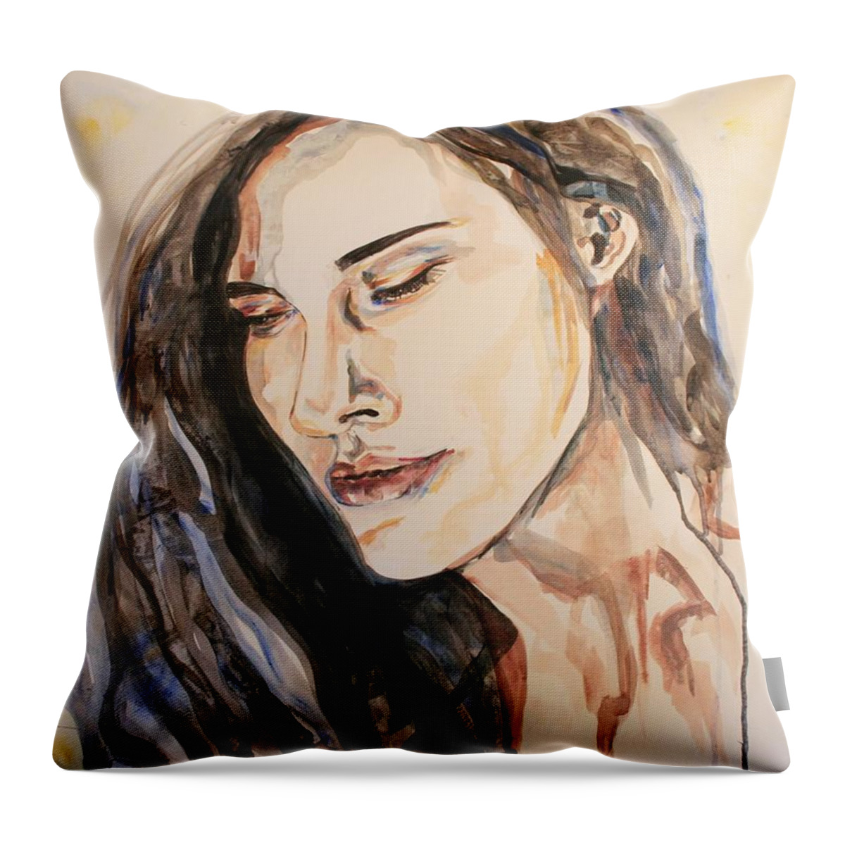 Woman Throw Pillow featuring the painting Wishing Well by Christel Roelandt
