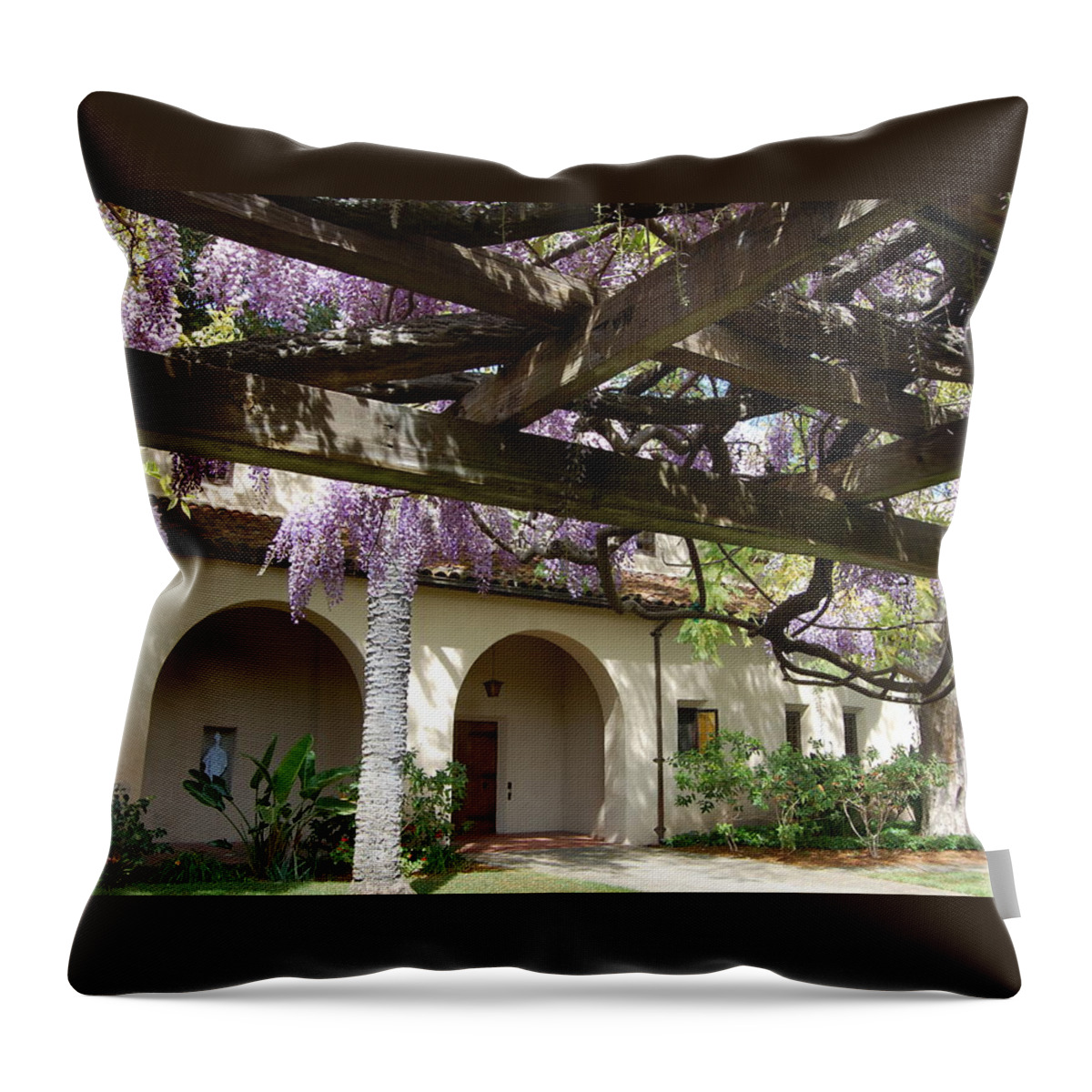 Wisteria Throw Pillow featuring the photograph Wisteria Arbor by Carolyn Donnell