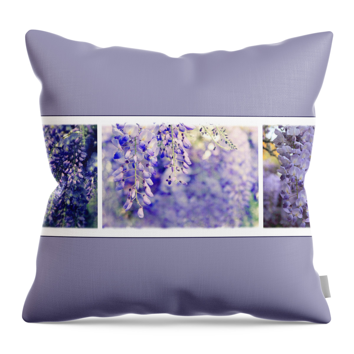 Collage Throw Pillow featuring the photograph Wisteria Triptych by Jessica Jenney