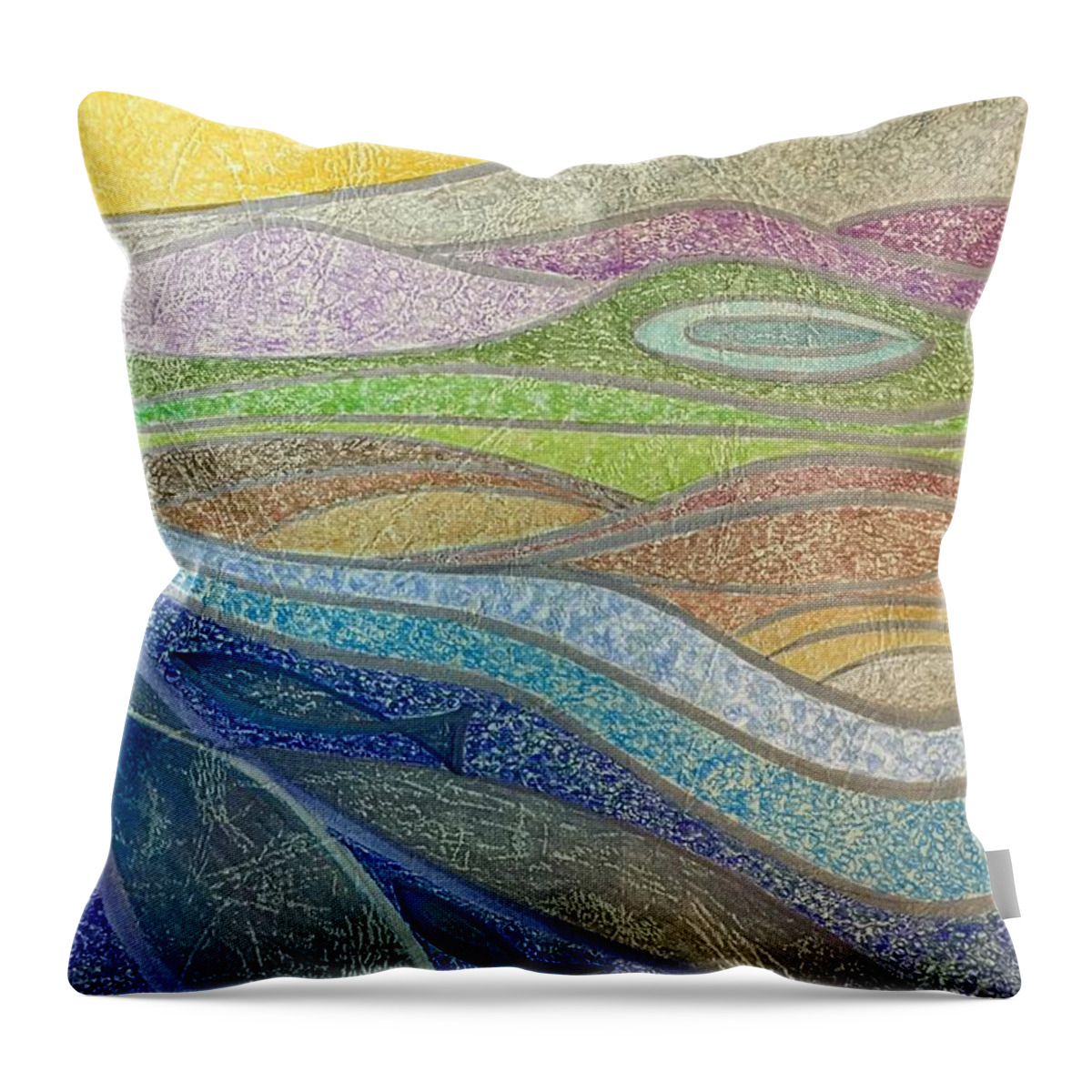Colored Pencils Throw Pillow featuring the mixed media With the flow by Norma Duch