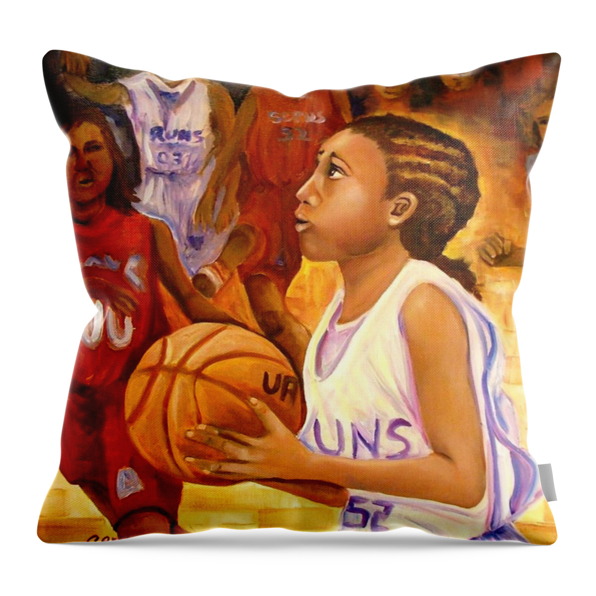 Child Throw Pillow featuring the painting With These Hands Hope by Carol Allen Anfinsen