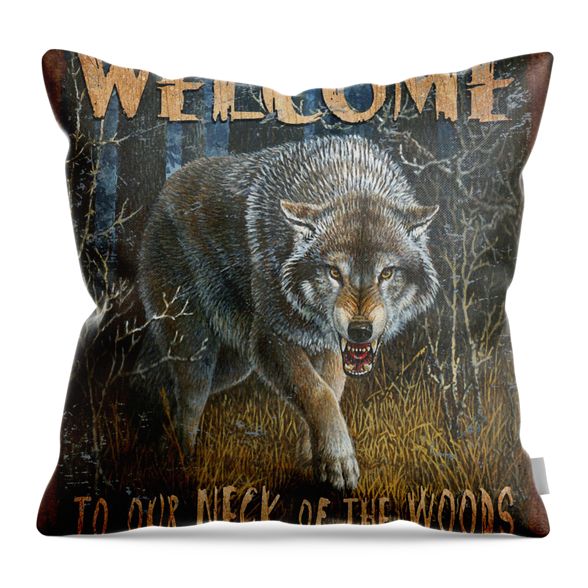 Wildlife Throw Pillow featuring the painting Wold Neck of the Woods by JQ Licensing