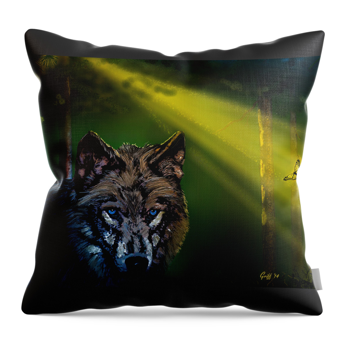 Canada Throw Pillow featuring the digital art Wolf of the Dark Wood by J Griff Griffin