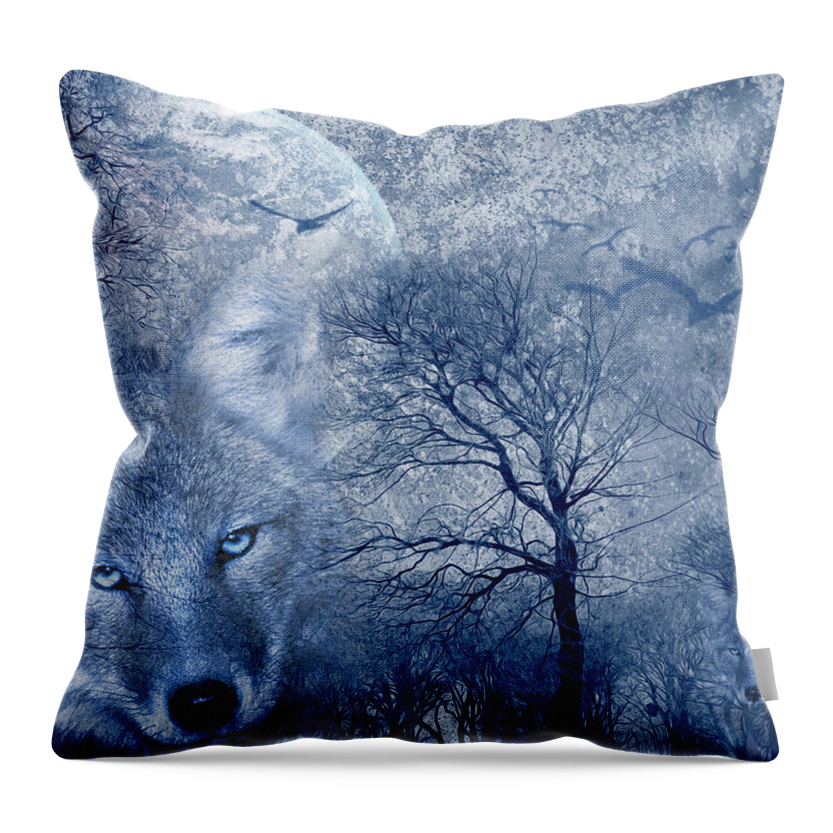 Art Throw Pillow featuring the digital art Wolf by Svetlana Sewell