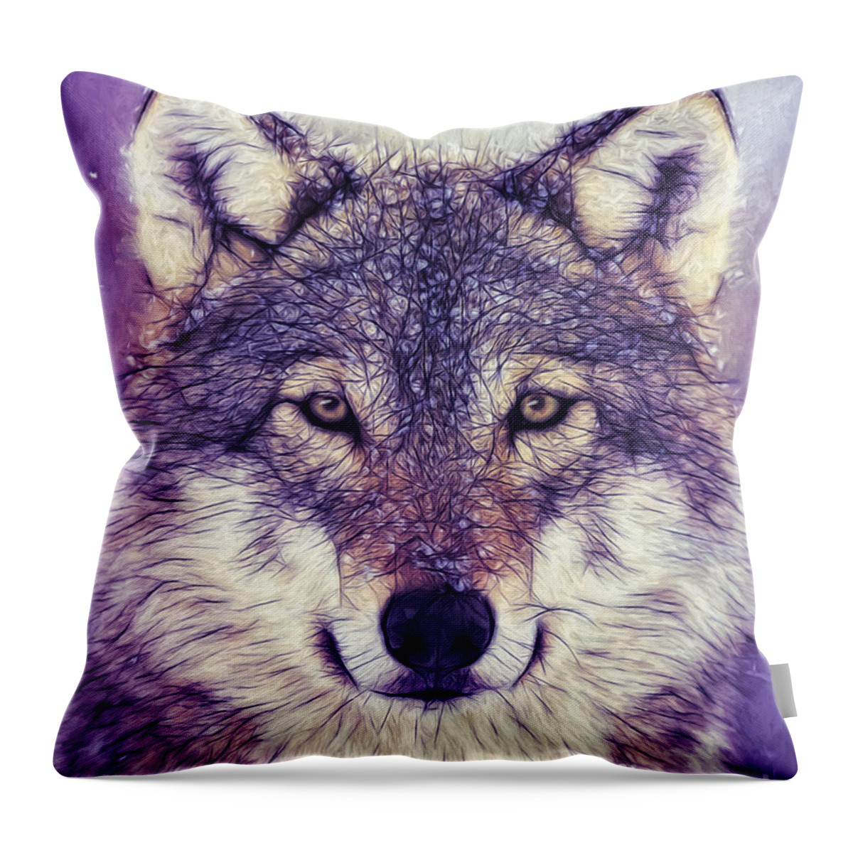 Wolf Throw Pillow featuring the digital art Wolf by Tim Wemple