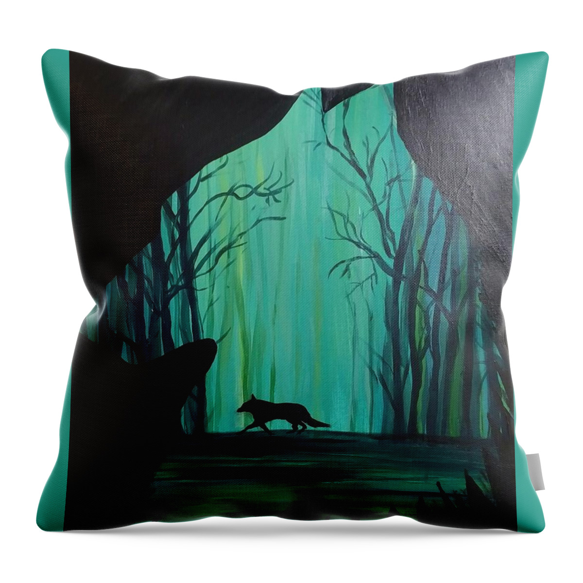 Wolf Throw Pillow featuring the painting Wolf View by Lynne McQueen