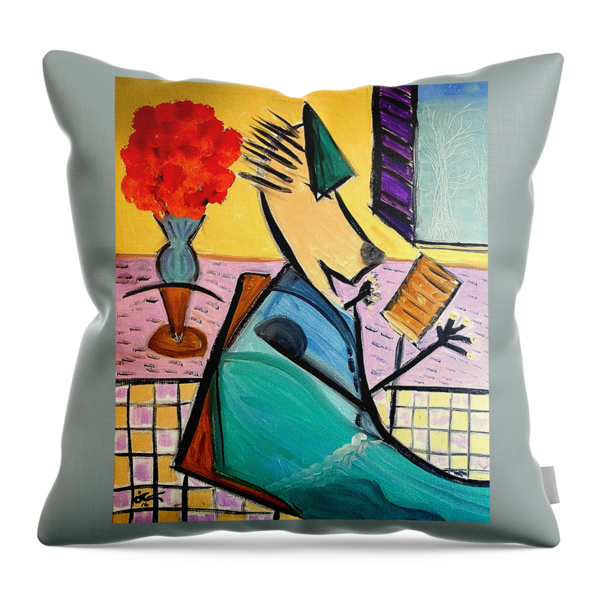Wolfgang Throw Pillow featuring the painting Wolfgang by Bill OConnor