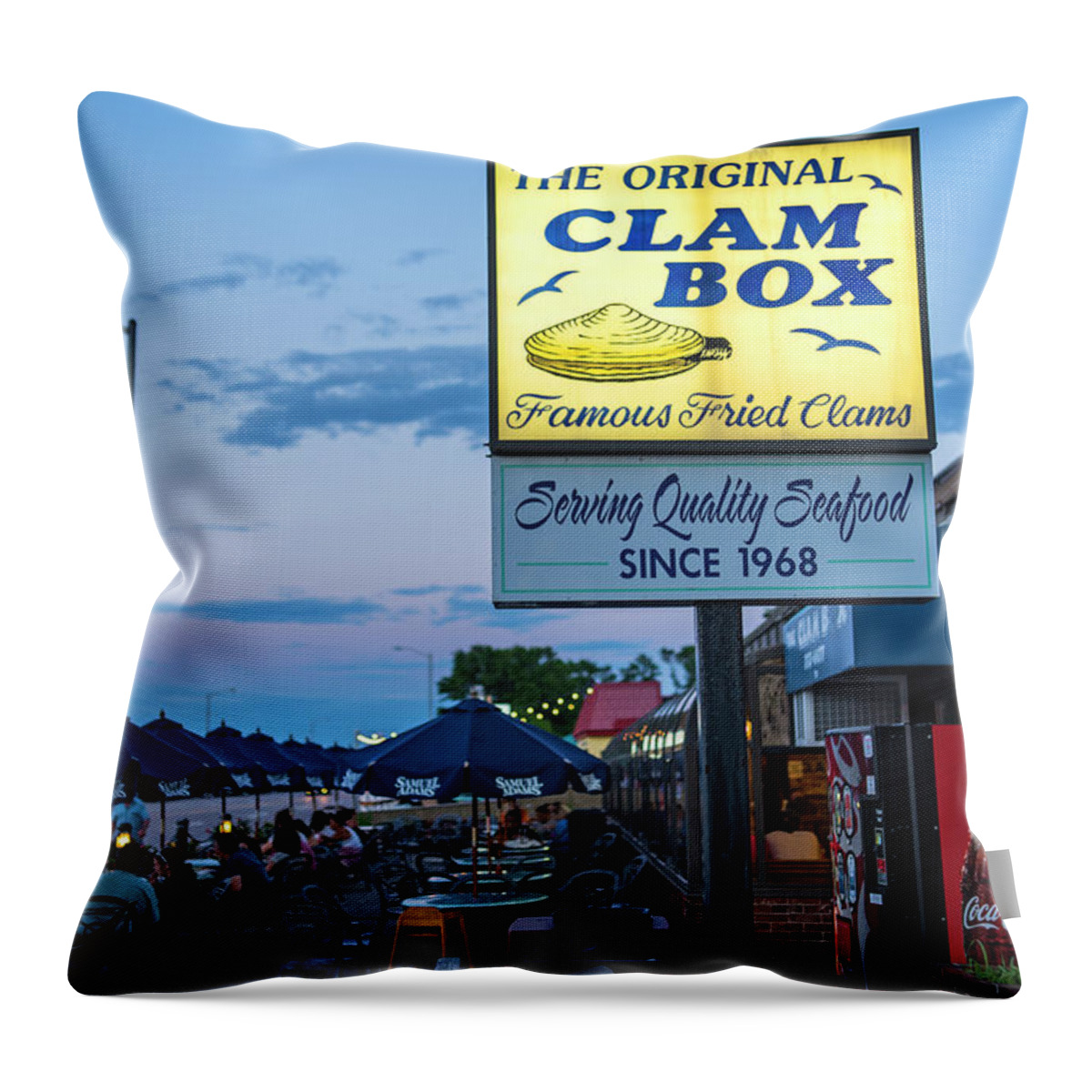 Quincy Throw Pillow featuring the photograph Wollaston Beach Quincy MA Clam Box by Toby McGuire