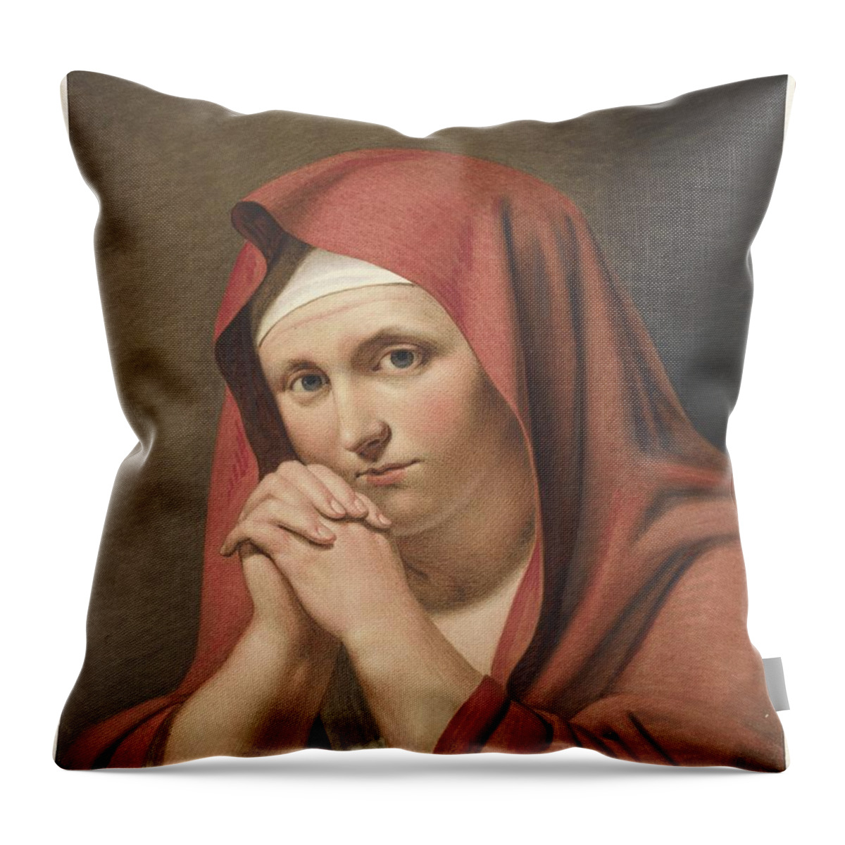 Woman In Red Throw Pillow featuring the painting Woman in red by MotionAge Designs