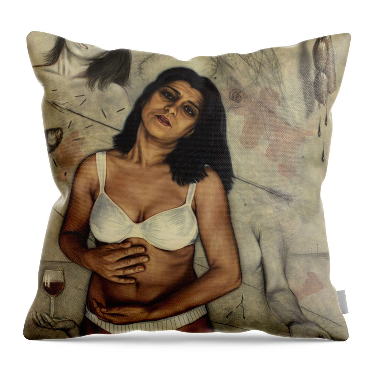 Woman Throw Pillow featuring the painting Woman of Woe by James W Johnson