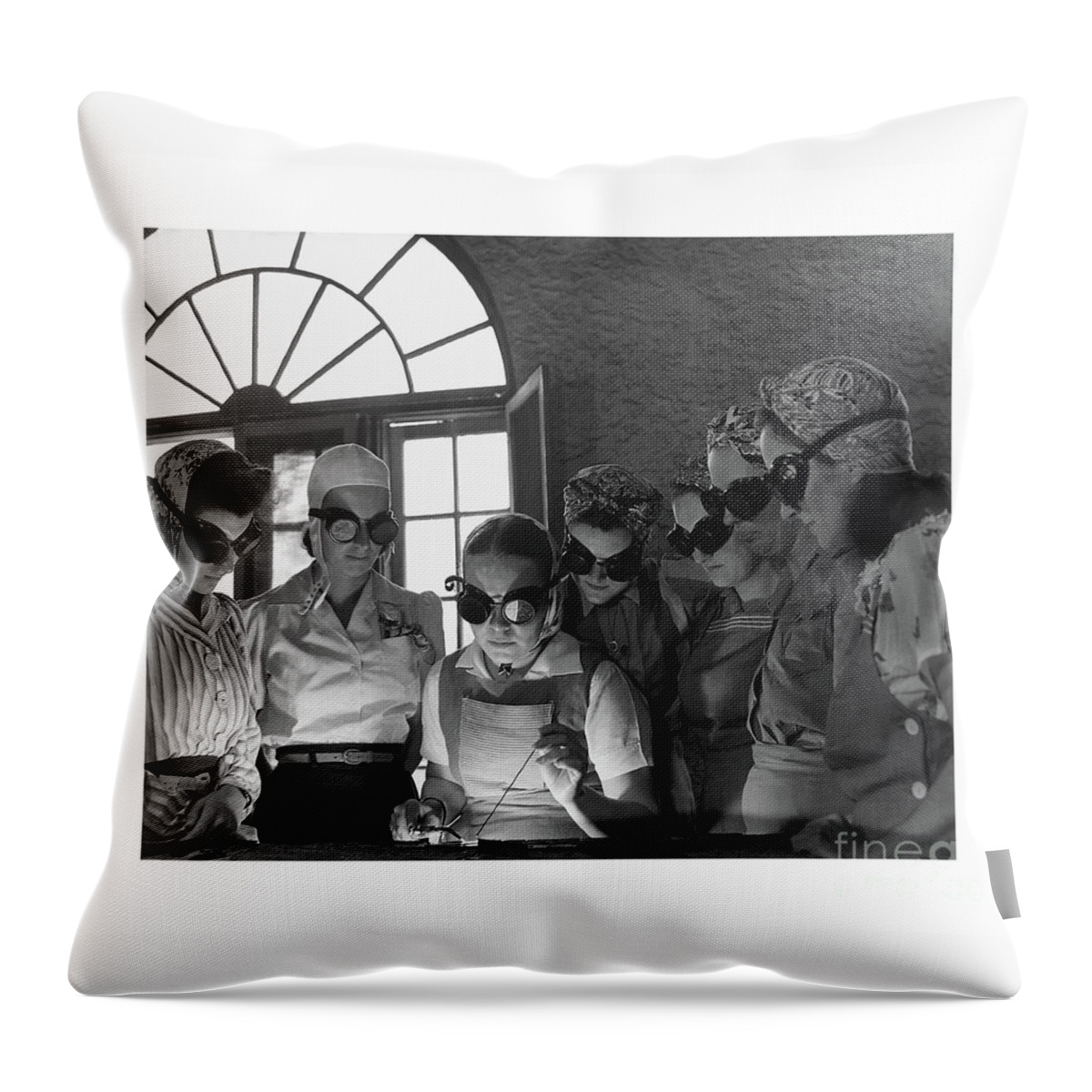 History Throw Pillow featuring the photograph Women at work as Welders in the United States in World War II by Doc Braham