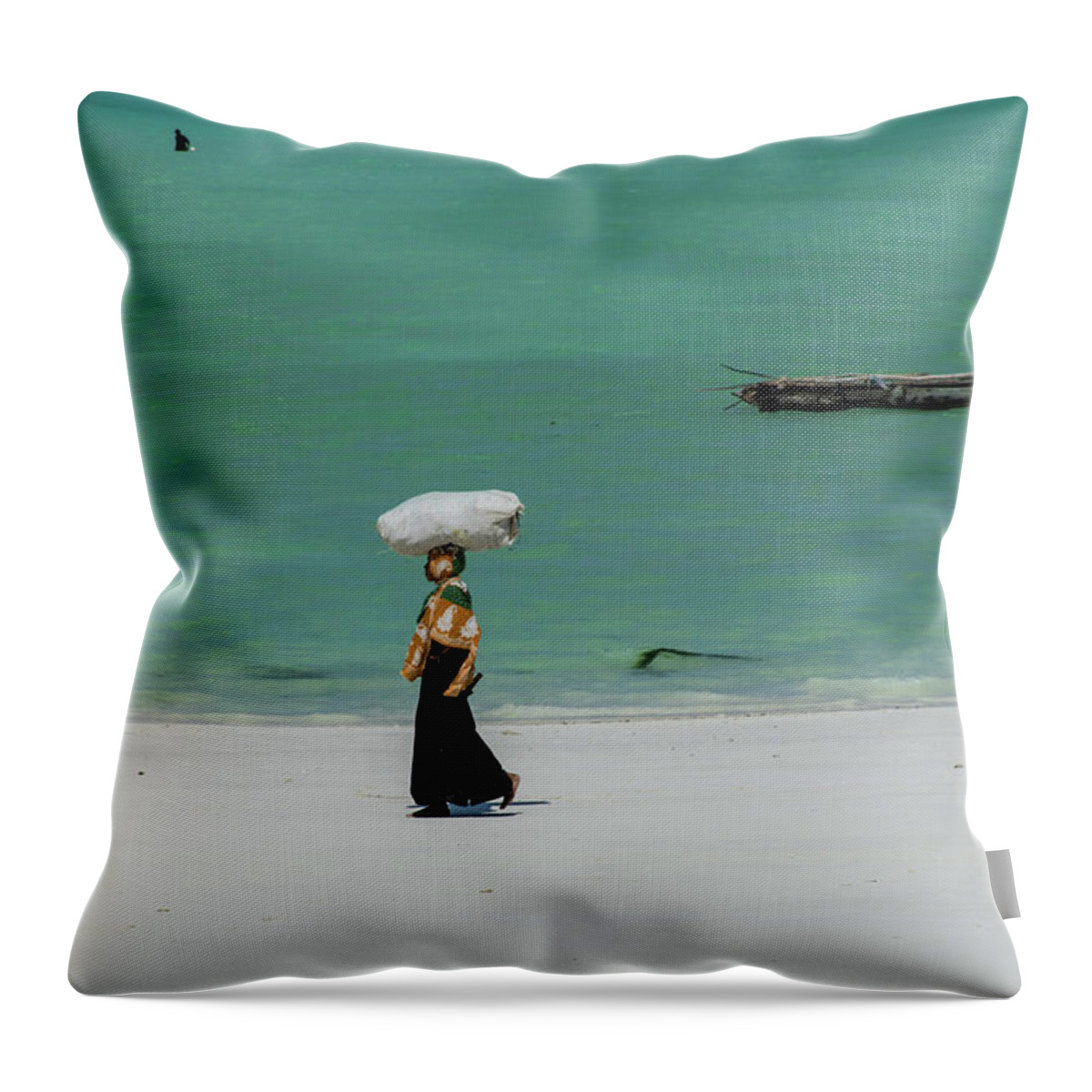  Throw Pillow featuring the photograph Women Worker by Mache Del Campo