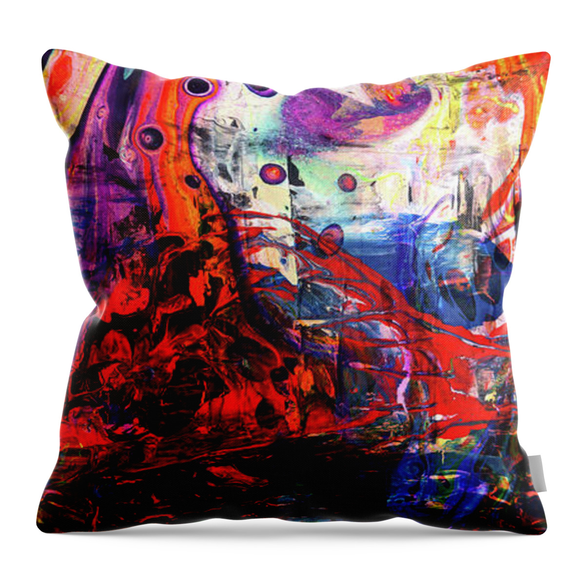 Abstract Throw Pillow featuring the painting Wonderland - Colorful Abstract Art Painting by Modern Abstract