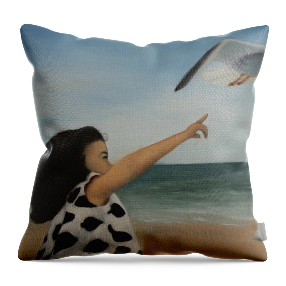 Girl Throw Pillow featuring the painting Wonderment by Marg Wolf