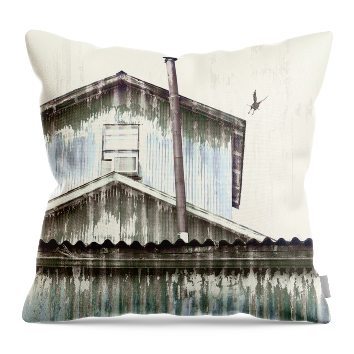 Industrial Art Throw Pillow featuring the photograph Wonky Stovepipe Industrial Art by Carol Leigh