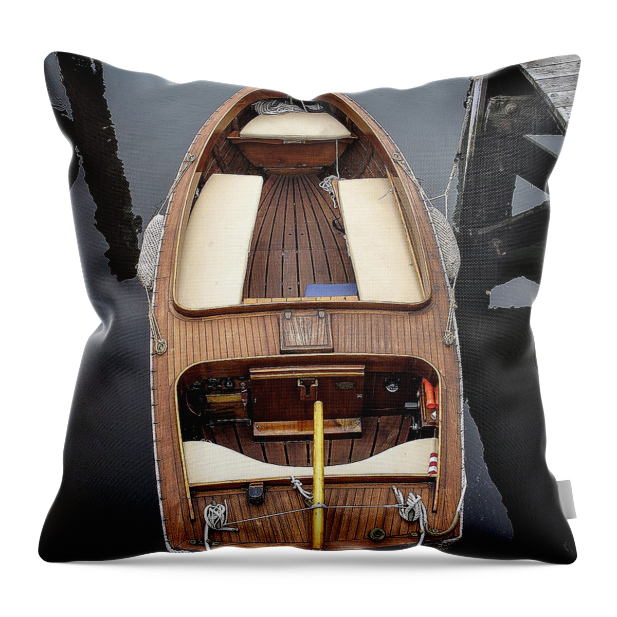 Fishing Throw Pillow featuring the photograph Wood Boat Nantucket by Mark Peavy