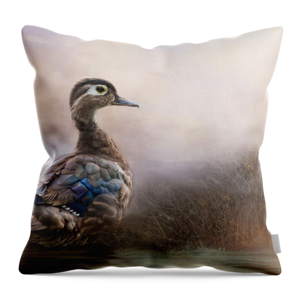 Duck Throw Pillow featuring the photograph Wood Duck Too by Robin-Lee Vieira