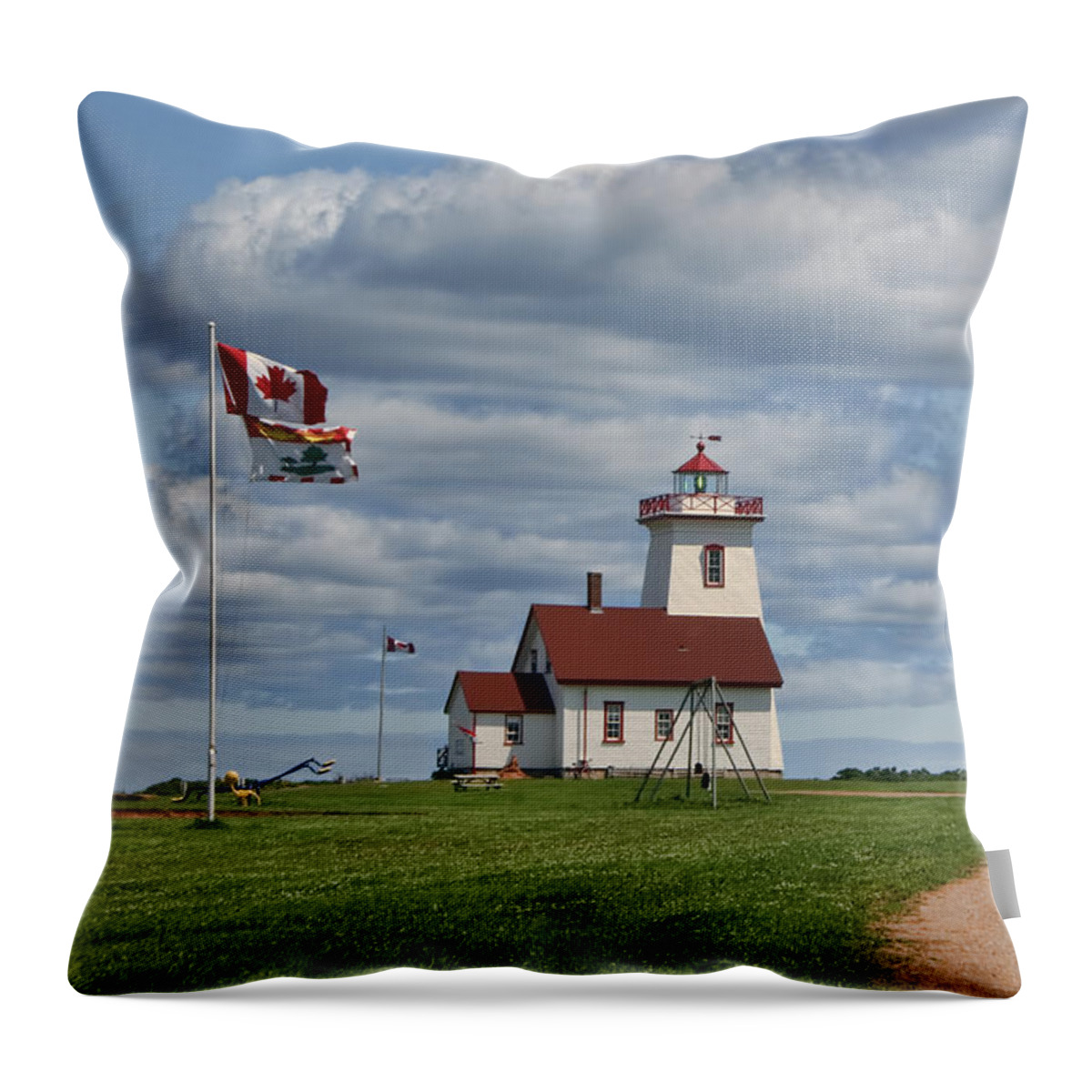 Prince Edward Island Throw Pillow featuring the photograph Wood Islands Lighthouse - 2 - PEI by Nikolyn McDonald