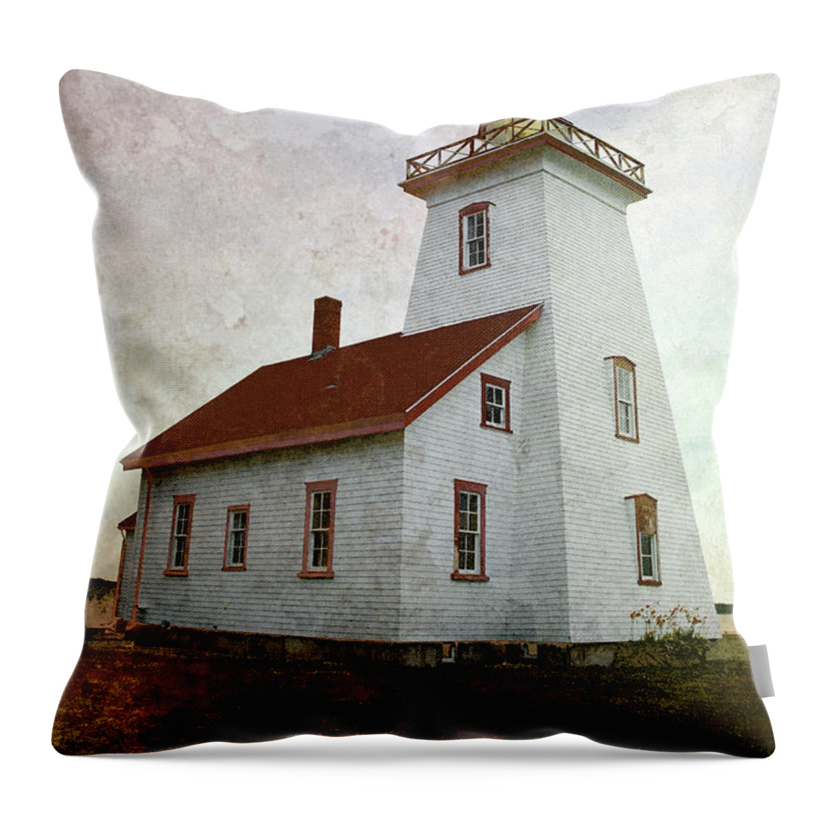 Lighthouse Throw Pillow featuring the photograph Wood Islands Lighthouse by WB Johnston