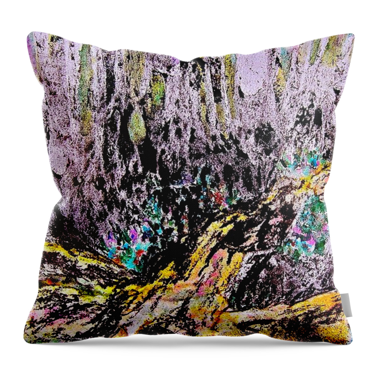 Watercolor Throw Pillow featuring the painting Wooded Growth by Carolyn Rosenberger