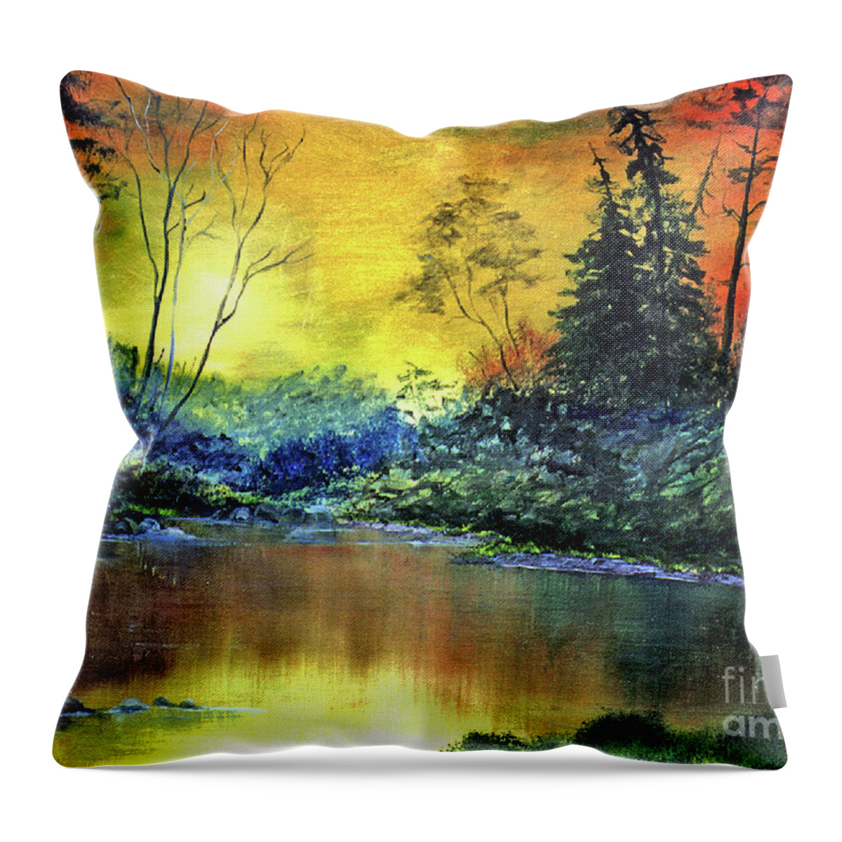 Ebsq Throw Pillow featuring the painting Wooded Serenity by Dee Flouton