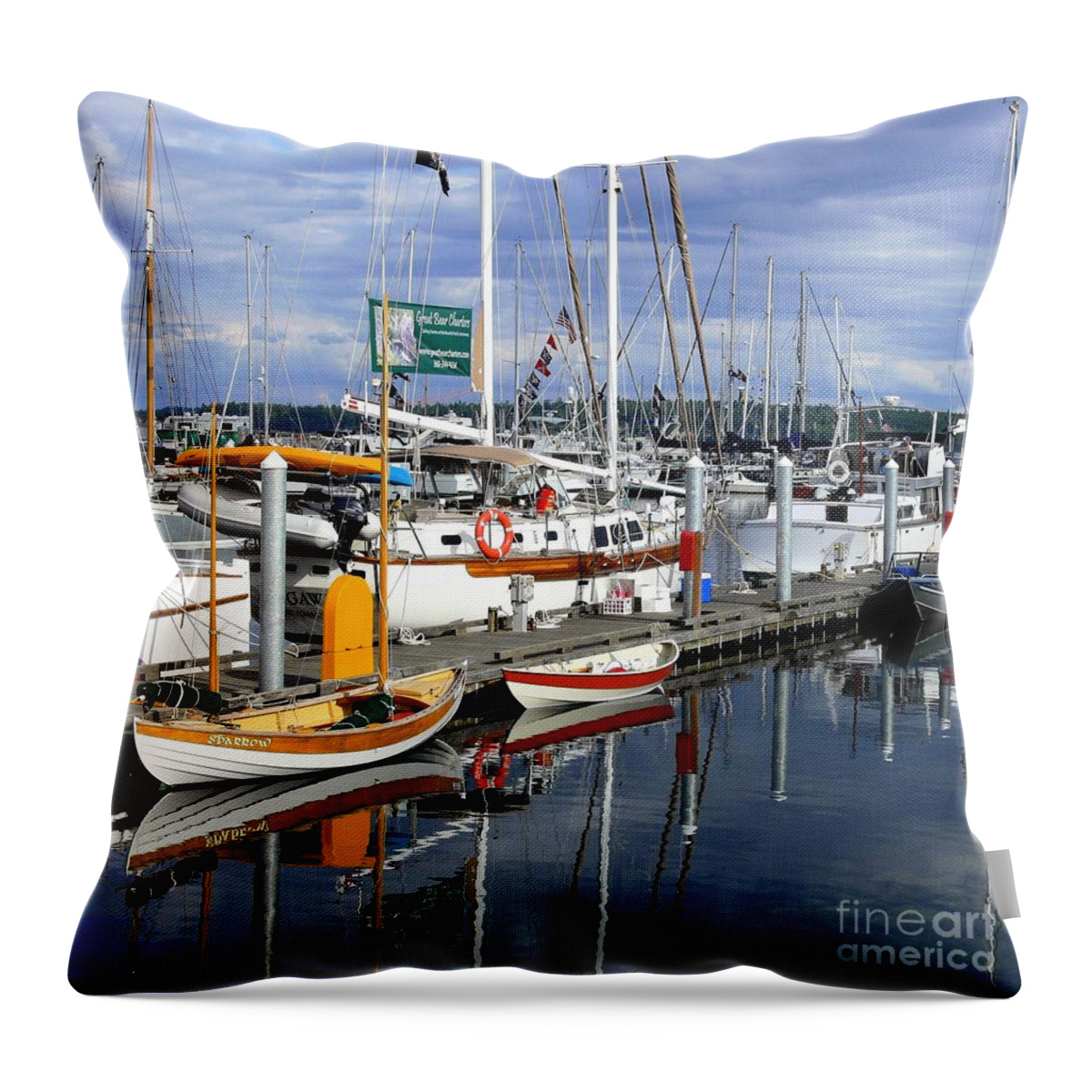 Wooden Boats-boats Throw Pillow featuring the photograph Wooden Boats on the Water by Scott Cameron