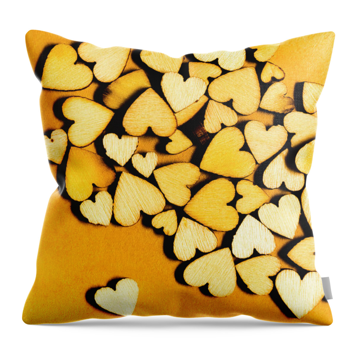 Connection Throw Pillow featuring the photograph Wooden hearts with sentimental single by Jorgo Photography