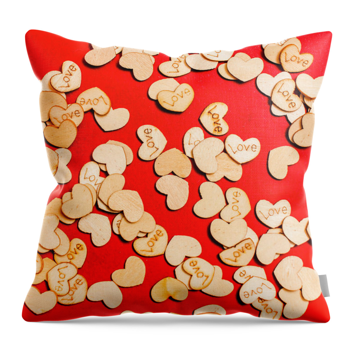 Wooden Throw Pillow featuring the photograph Wooden notes of red sentiment by Jorgo Photography