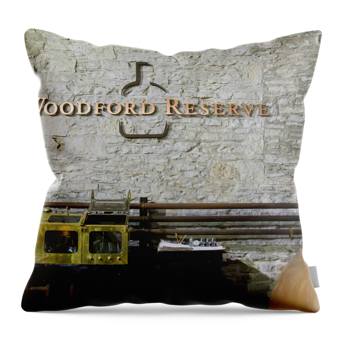 American Throw Pillow featuring the photograph Woodford Reserve Distillery by Karen Foley
