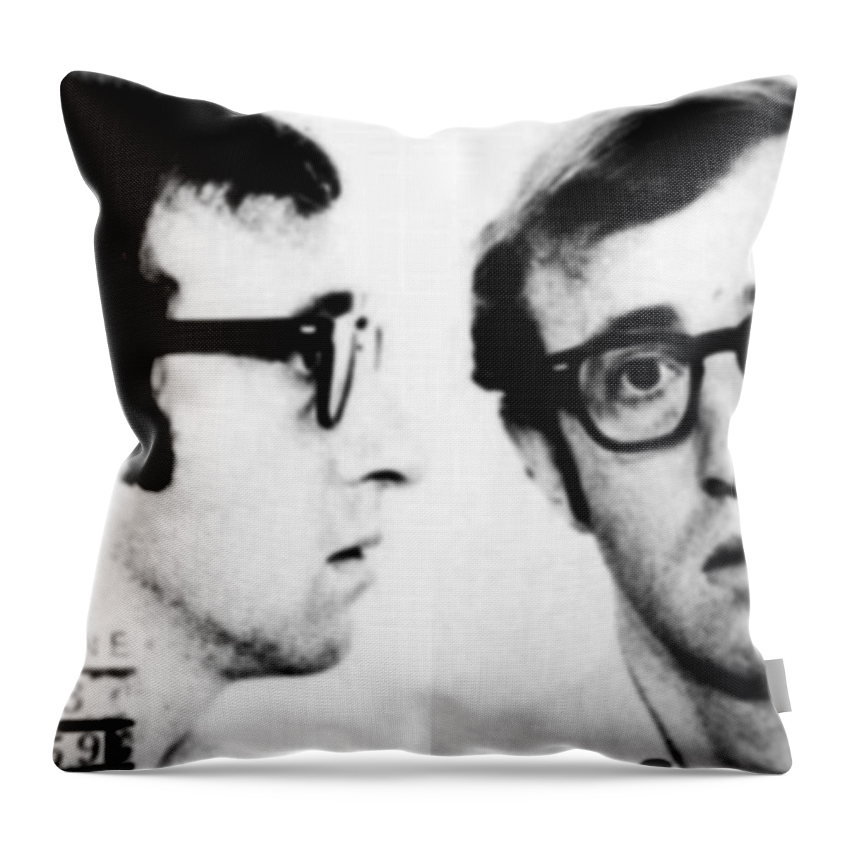 Woody Allen Throw Pillow featuring the painting Woody Allen Mug Shot For Film Character Virgil 1969 by Tony Rubino