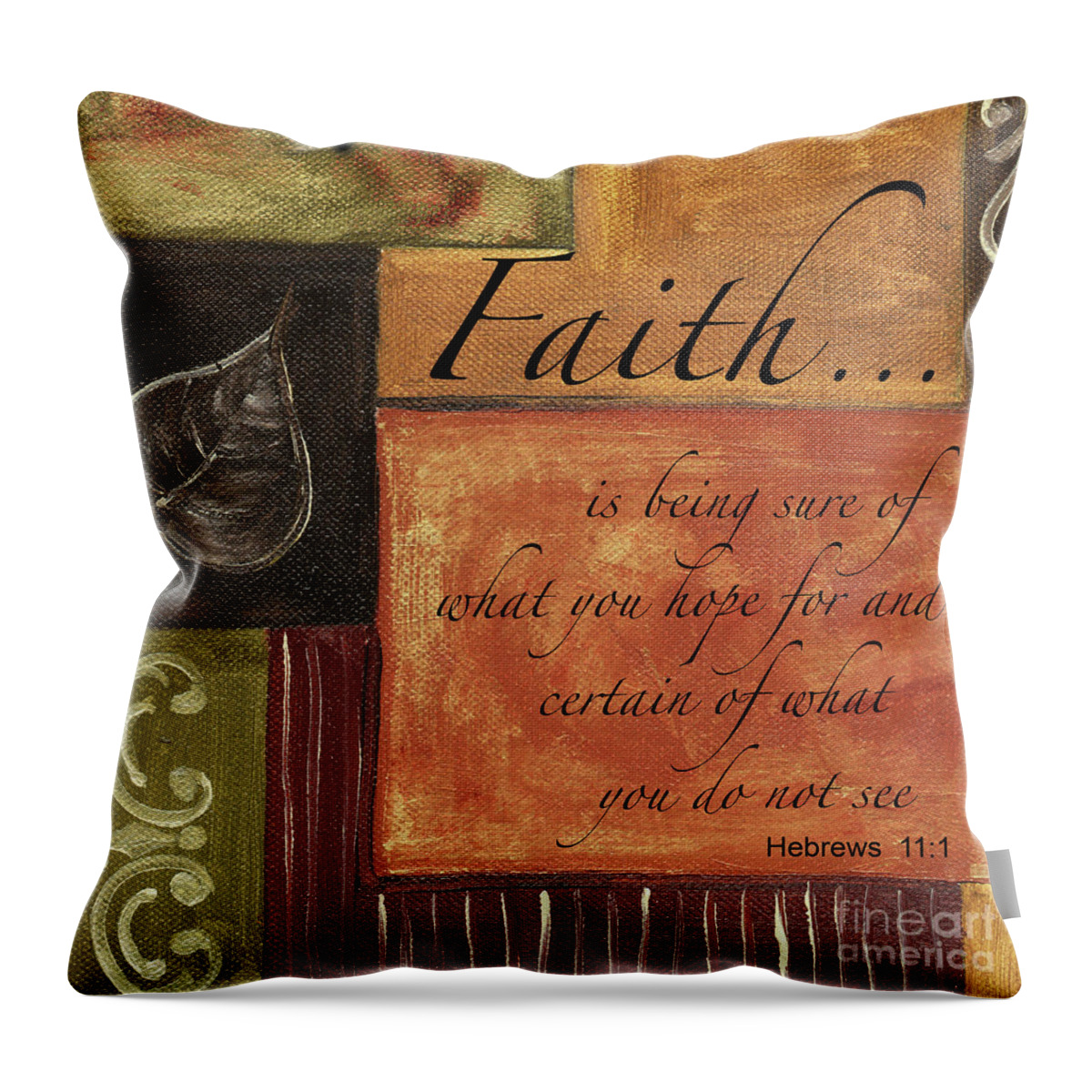 Faith Throw Pillow featuring the painting Words To Live By Faith by Debbie DeWitt