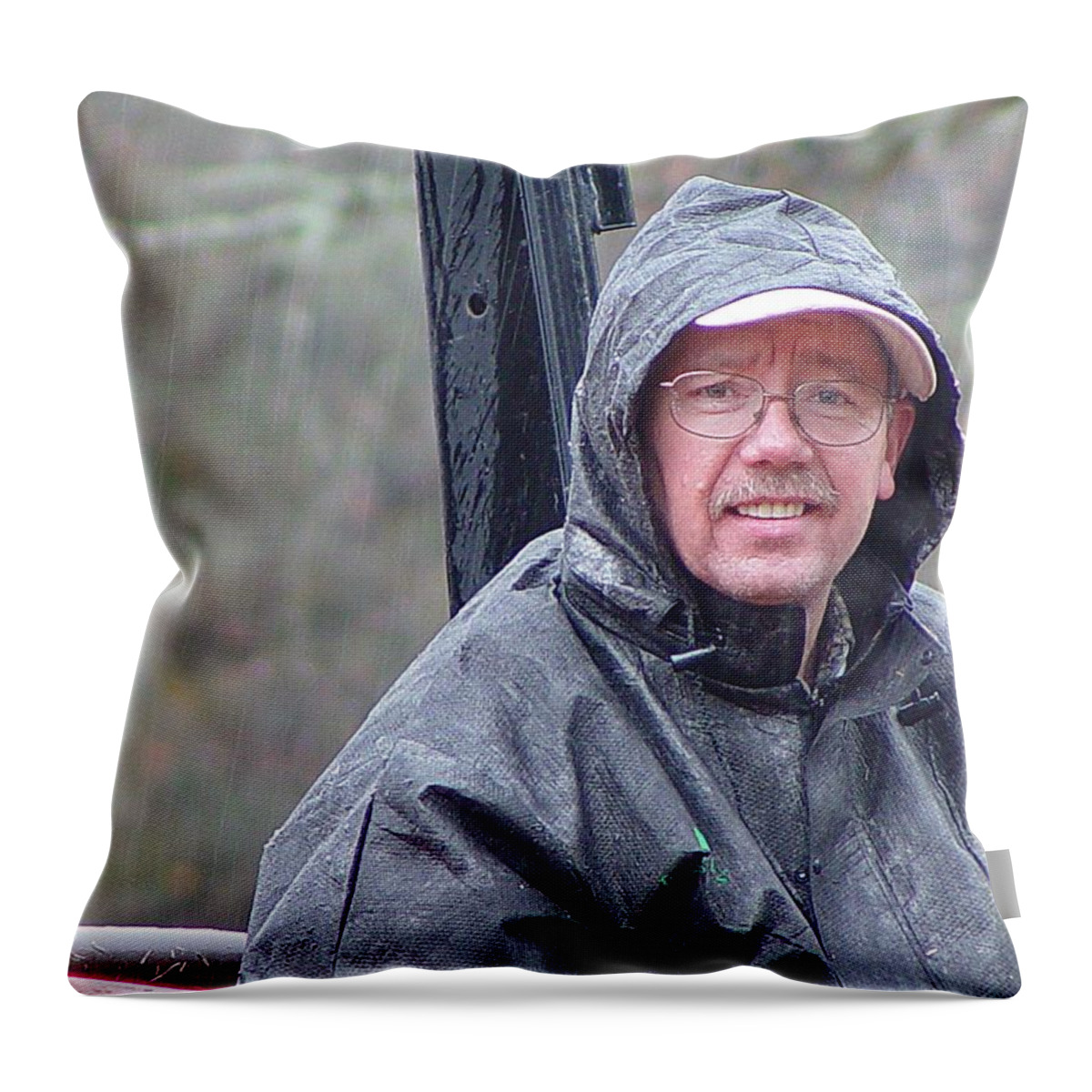 Ranching Throw Pillow featuring the photograph Working in the Rain by Kerry Beverly