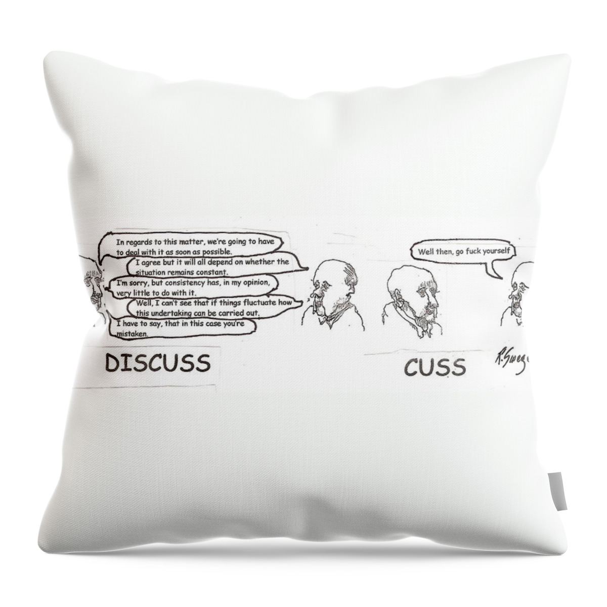  Throw Pillow featuring the drawing Working it Out by R Allen Swezey