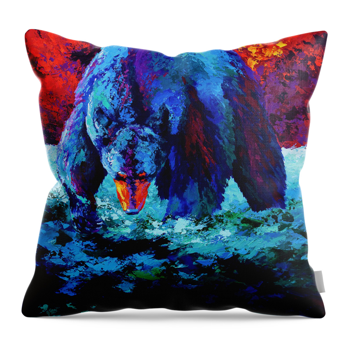 Bear Bears Black Cubs Grizzly Brown Alaska Hunter Forest Wildlife Western Throw Pillow featuring the painting Working The Shallows by Marion Rose