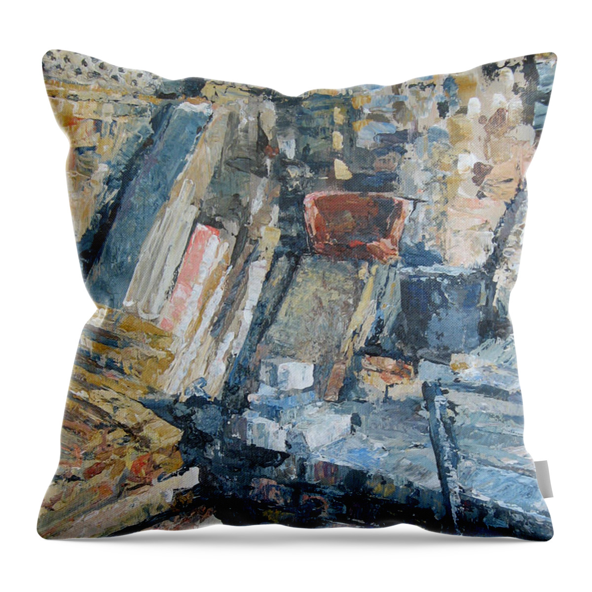 Abstract Throw Pillow featuring the painting Working to Abstraction by Connie Schaertl