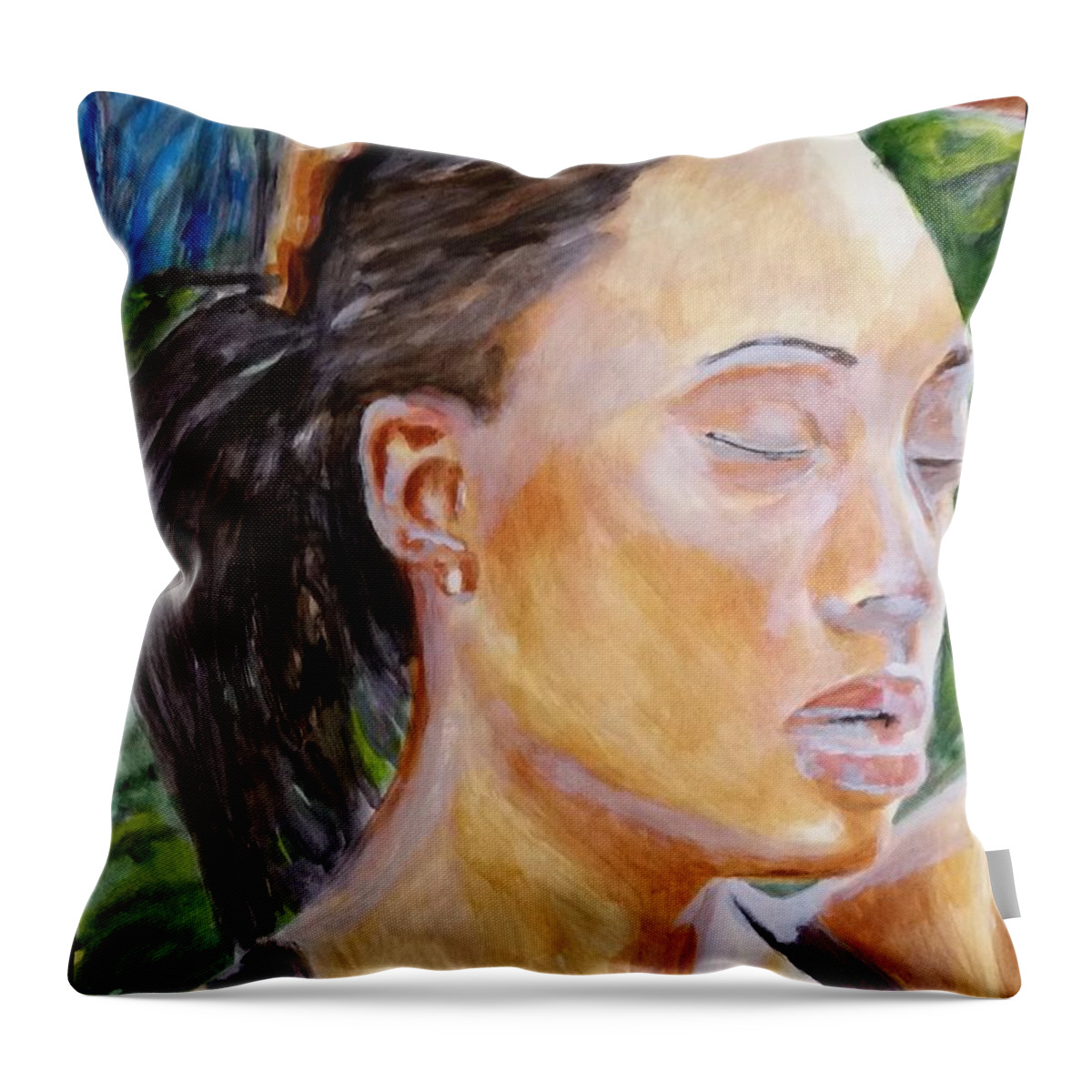 Runner Throw Pillow featuring the painting workout III feeling by Bachmors Artist
