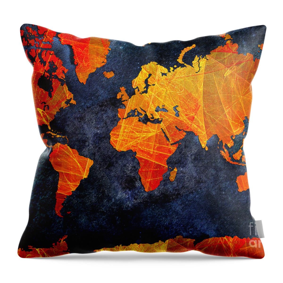 Abstract Throw Pillow featuring the digital art World Map - Elegance Of The Sun - Fractal - Abstract - Digital Art 2 by Andee Design