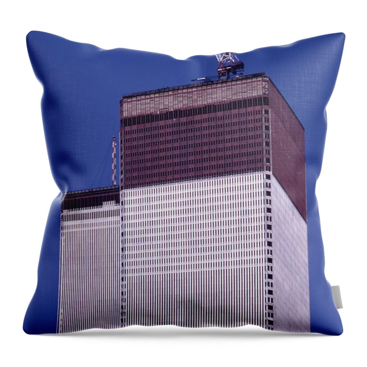 New York City Throw Pillow featuring the photograph World Trade Center under construction by Paul Ross