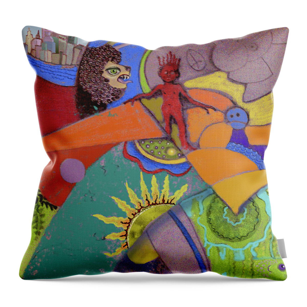 World Throw Pillow featuring the digital art World View by Carol Jacobs