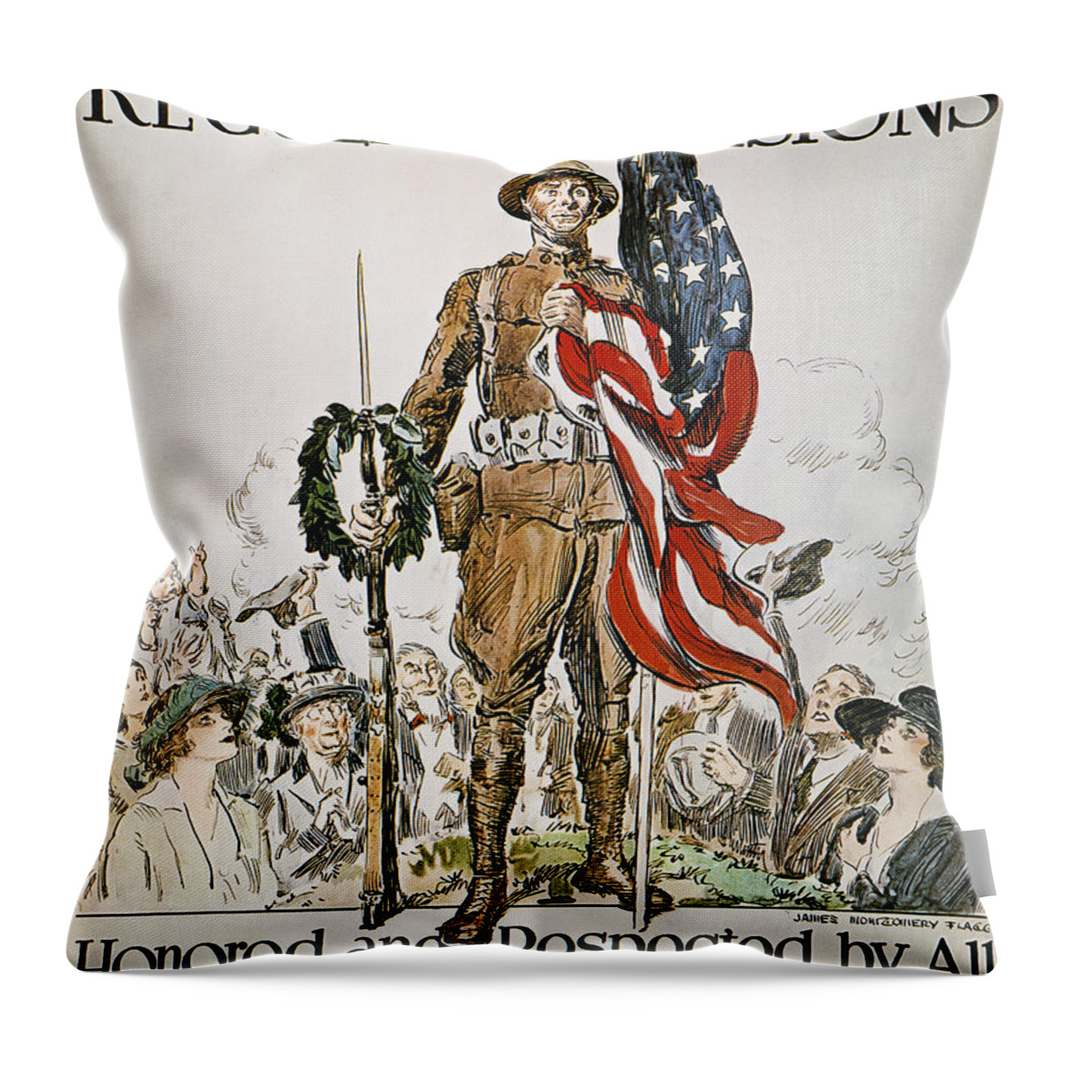 1918 Throw Pillow featuring the photograph World War I: U.s. Army by Granger