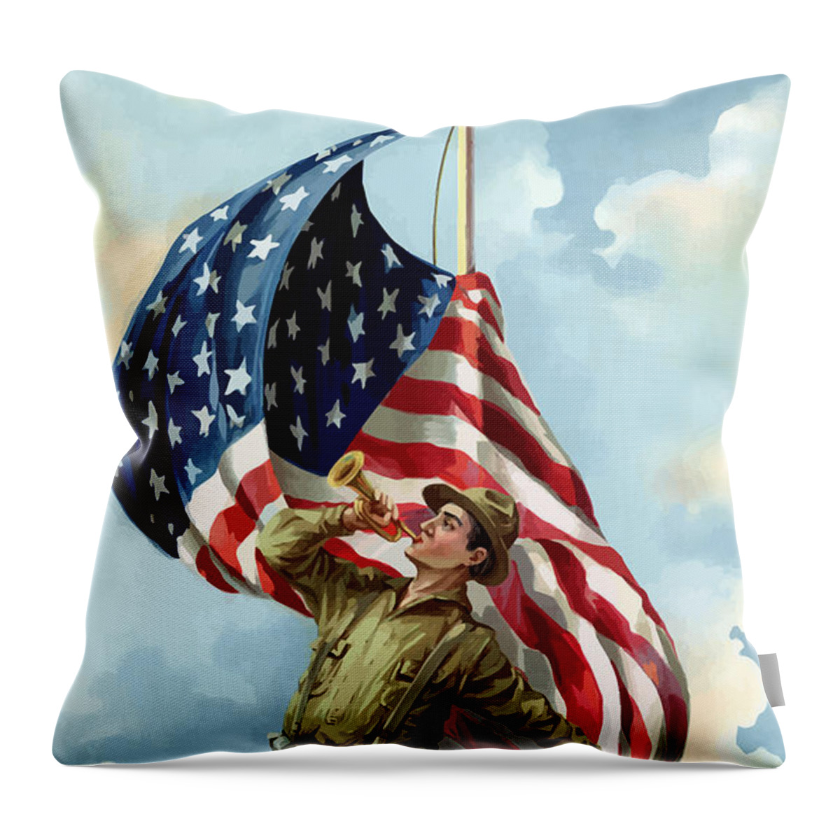 Ww1 Throw Pillow featuring the painting World War One Soldier by War Is Hell Store