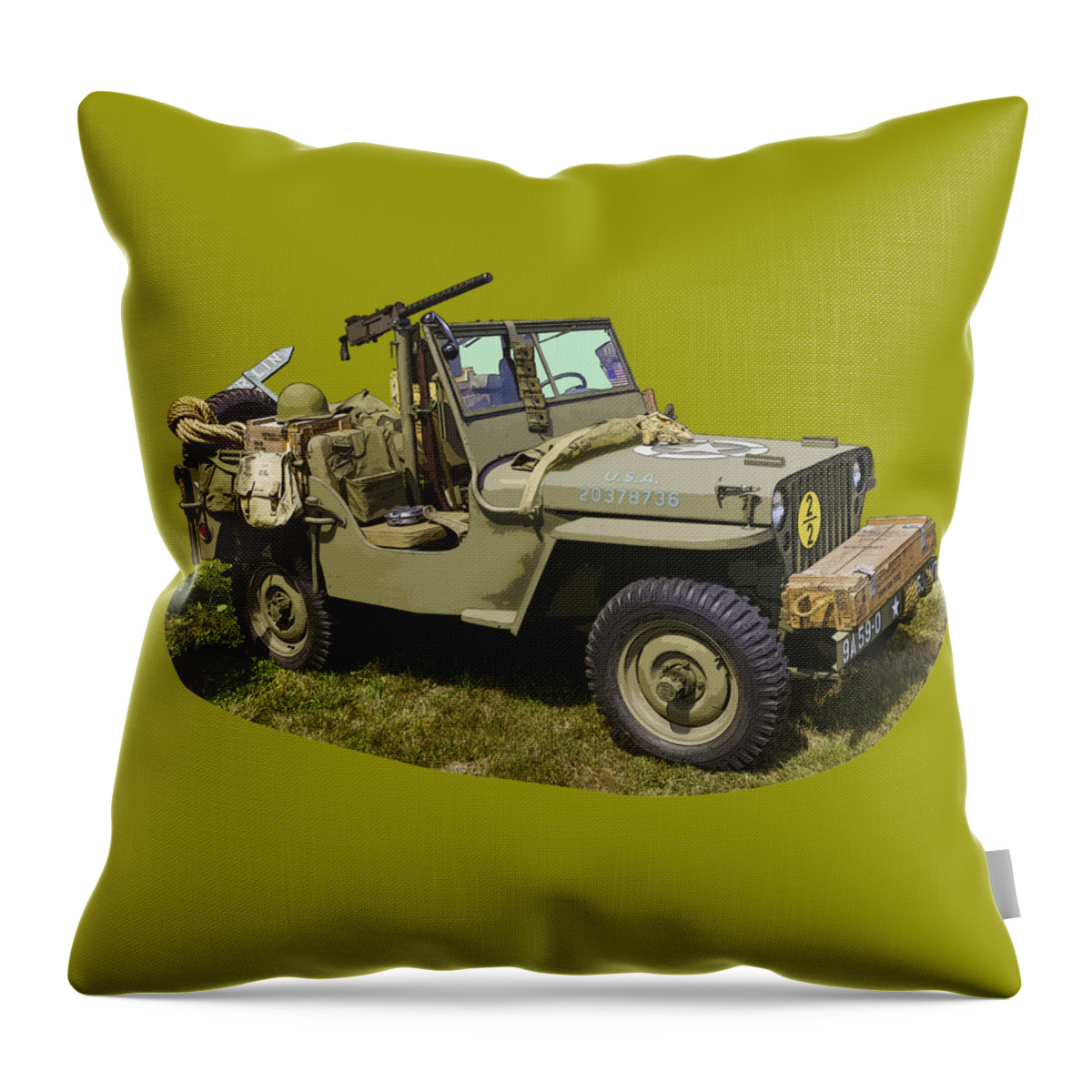 World War Two Throw Pillow featuring the photograph World War Two - Willys - Army Jeep by Keith Webber Jr