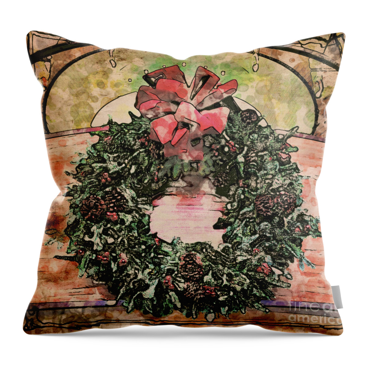 Wreath Throw Pillow featuring the photograph Joyful Wreath by Onedayoneimage Photography