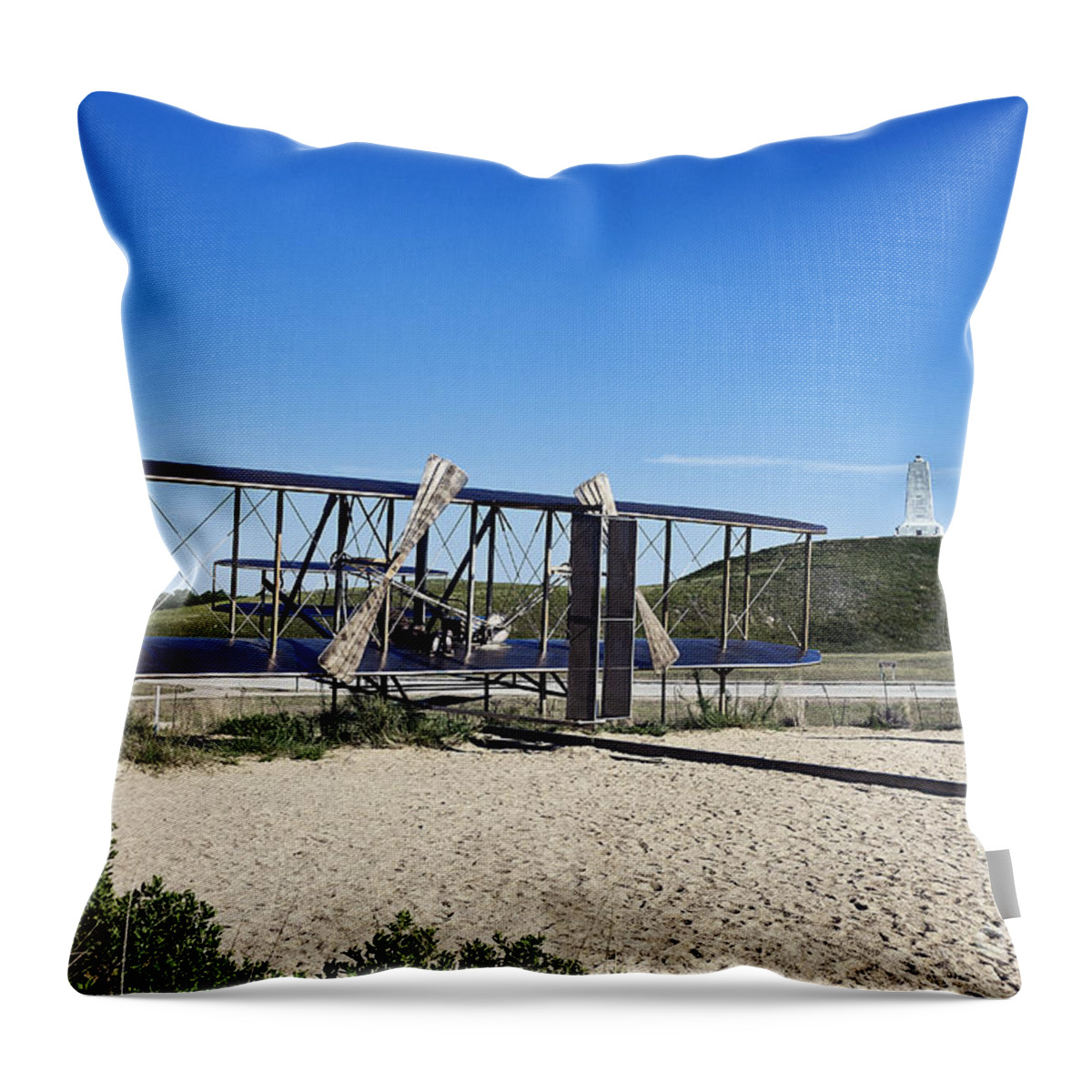 Kill Devil Hills Throw Pillow featuring the photograph Wright Brothers Memorial by John Greim