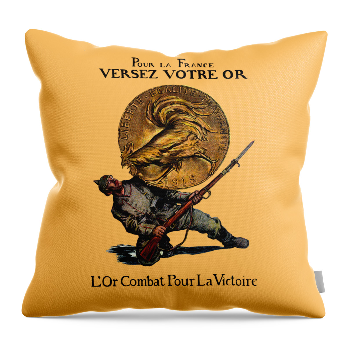 Historicimage Throw Pillow featuring the painting WWI Gold for French Victory by Historic Image