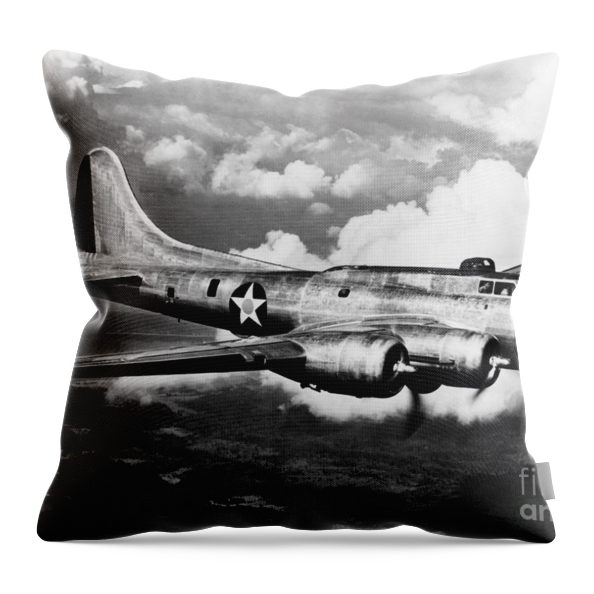 1940s Throw Pillow featuring the photograph Wwii Airplane, Boeing B-17 by H. Armstrong Roberts/ClassicStock
