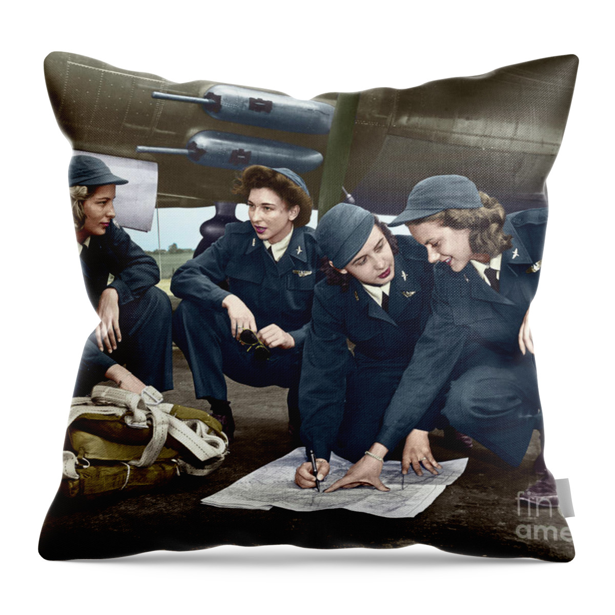 1941 Throw Pillow featuring the photograph Wwii Female Pilots by Granger
