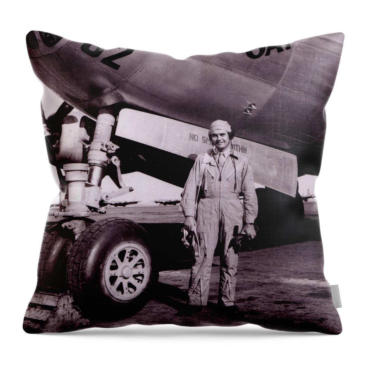 Science Throw Pillow featuring the photograph Wwii, Paul Tibbetts, Usaf Officer by Science Source
